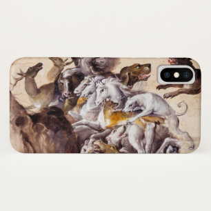 SAMENSTELLING MET DIEREN, HORSEN, DEERS, HONDEN iPhone X HOESJE