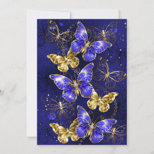 Samenstelling met sapphire Butterflies Bedankkaart