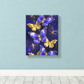 Samenstelling met sapphire Butterflies Canvas Afdruk (Insitu (Houten vloer))