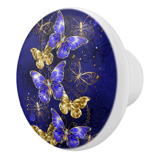 Samenstelling met sapphire Butterflies Keramische Knop (Rechts)