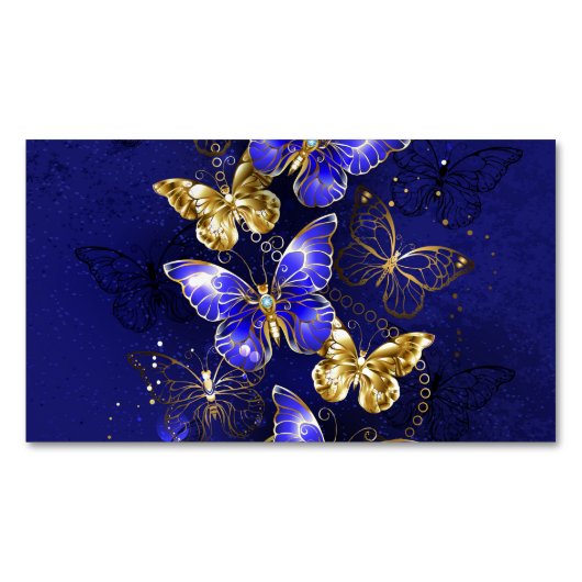 Samenstelling met sapphire Butterflies Magnetisch Visitekaartje (Voorkant)