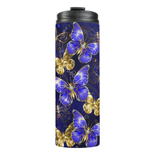 Samenstelling met sapphire Butterflies Thermosbeker (Voorkant)