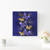 Samenstelling met sapphire Butterflies Vierkante Klok (Huis)
