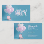 Samenstelling met schattige hartballonnen in een d visitekaartje (Voorkant / Achterkant)