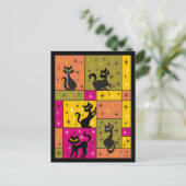 Samenstelling met vijf zwarte katten briefkaart (Staand voorkant)