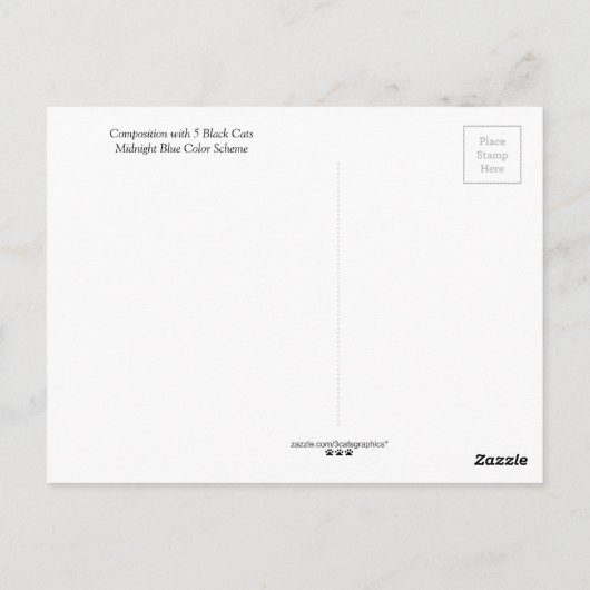 Samenstelling met vijf zwarte katten, Midnight Blu Briefkaart (Achterkant)
