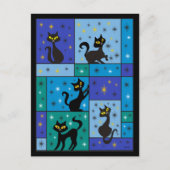 Samenstelling met vijf zwarte katten, Midnight Blu Briefkaart (Voorkant)