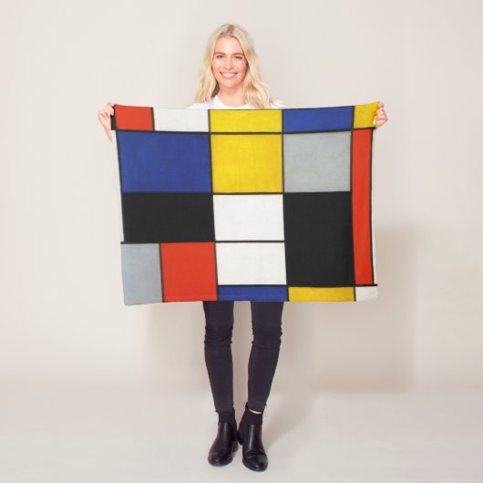 Samenstelling Mondriaan Fleece Deken (In situ)