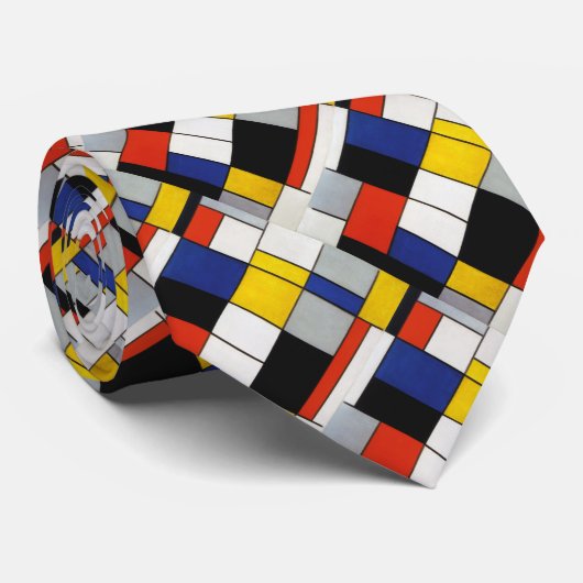 Samenstelling Mondriaan Stropdas (Opgerold)