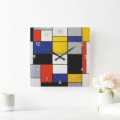Samenstelling Mondriaan Vierkante Klok (Huis)
