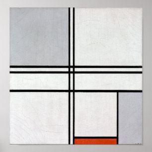 Samenstelling (Nr. 1) Grijsrood   Piet Mondriaan   Poster