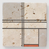 Samenstelling (Nr. 1) Grijsrood | Piet Mondriaan | Stenen Onderzetter (Voorkant)