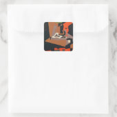 Samenstelling (olie op canvas) vierkante sticker (Tas)