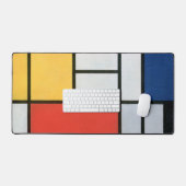 Samenstelling Rood, Geel, Blauw, Zwart, Mondriaan Bureaumat (Keyboard & Muis)