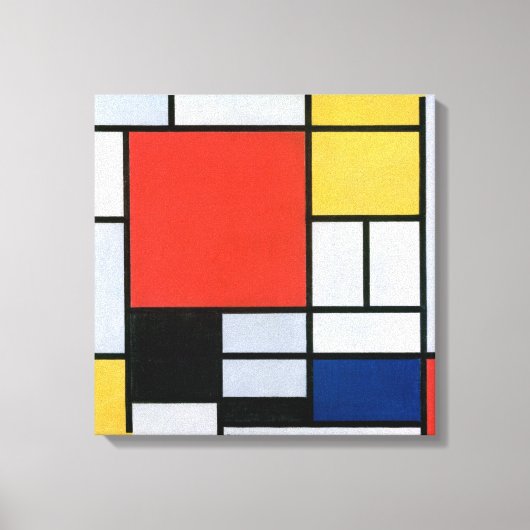 Samenstelling rood, geel, blauw, zwart | Mondriaan Canvas Afdruk (Voorkant)