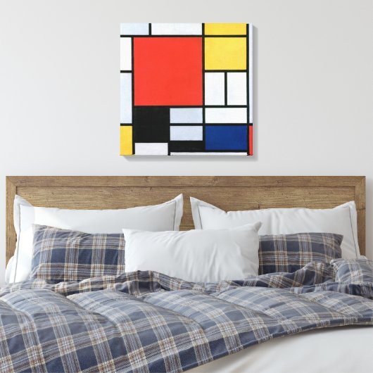 Samenstelling rood, geel, blauw, zwart | Mondriaan Canvas Afdruk (Insitu (Slaapkamer))