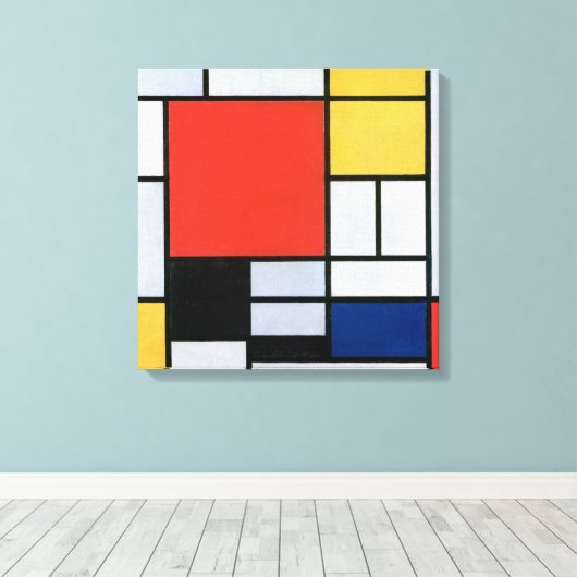 Samenstelling rood, geel, blauw, zwart | Mondriaan Canvas Afdruk (Insitu (Houten vloer))