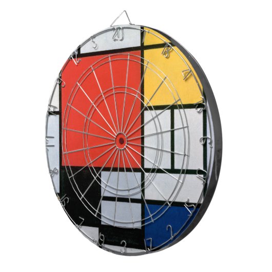 Samenstelling rood, geel, blauw, zwart | Mondriaan Dartbord (Voorkant Rechts)