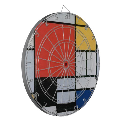 Samenstelling rood, geel, blauw, zwart | Mondriaan Dartbord (Voorkant Links)