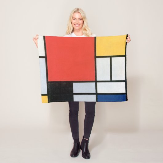 Samenstelling Rood, Geel, Blauw, Zwart, Mondriaan Fleece Deken (In situ)