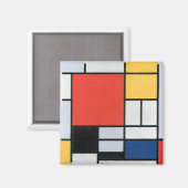Samenstelling Rood, Geel, Blauw, Zwart, Mondriaan Magneet (Voorkant / Achterkant)