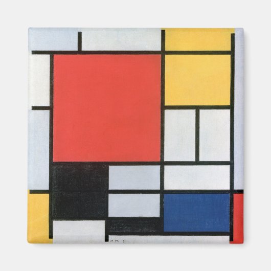 Samenstelling Rood, Geel, Blauw, Zwart, Mondriaan Magneet (Voorkant)