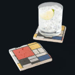 Samenstelling rood, geel, blauw, zwart | Mondriaan Stenen Onderzetter<br><div class="desc">De samenstelling met Rood,  Geel,  Blauw,  en Zwart is een schilderij van 1921 van Piet Mondriaan.</div>