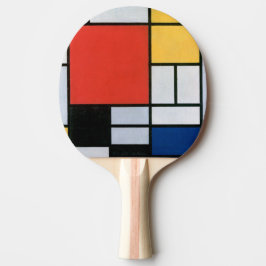 Samenstelling rood, geel, blauw, zwart | Mondriaan Tafeltennisbatje