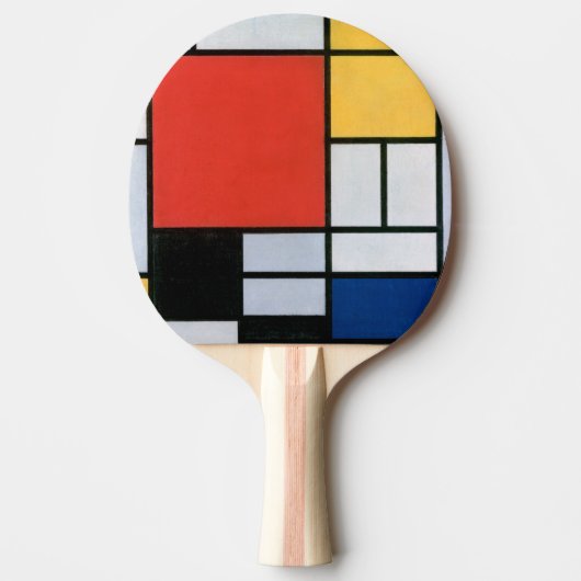 Samenstelling rood, geel, blauw, zwart | Mondriaan Tafeltennisbatje (Voorkant)
