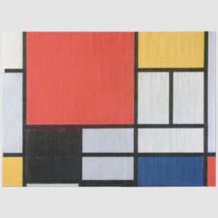 Samenstelling Rood, Geel, Blauw, Zwart, Mondriaan Tissuepapier