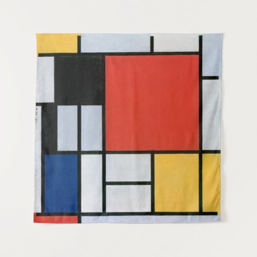Samenstelling rood, geel, blauw, zwart | Mondriaan Wandkleed (Voorkant (horizontaal))