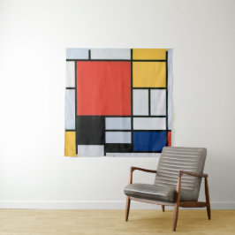 Samenstelling rood, geel, blauw, zwart | Mondriaan Wandkleed