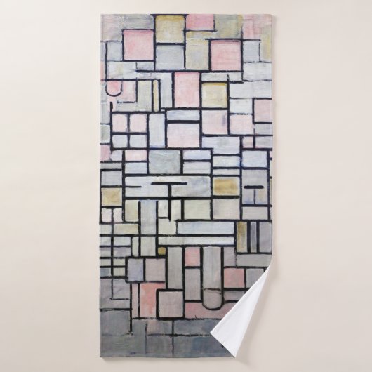 Samenstelling Roze en grijs, Mondriaan Badhanddoek (Badhanddoek)