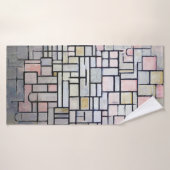 Samenstelling Roze en grijs, Mondriaan Badhanddoek (Badhanddoek)
