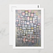 Samenstelling Roze en grijs, Mondriaan Briefkaart (Voorkant / Achterkant)