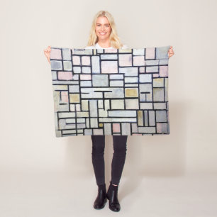 Samenstelling Roze en grijs, Mondriaan Fleece Deken