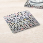 Samenstelling Roze en grijs, Mondriaan Kartonnen Onderzetters (Schuin)