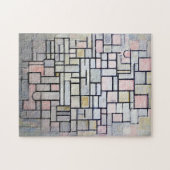 Samenstelling Roze en grijs, Mondriaan Legpuzzel (Horizontaal)