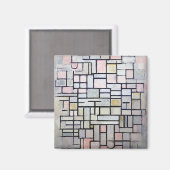 Samenstelling Roze en grijs, Mondriaan Magneet (Voorkant / Achterkant)