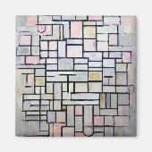 Samenstelling Roze en grijs, Mondriaan Magneet (Voorkant)