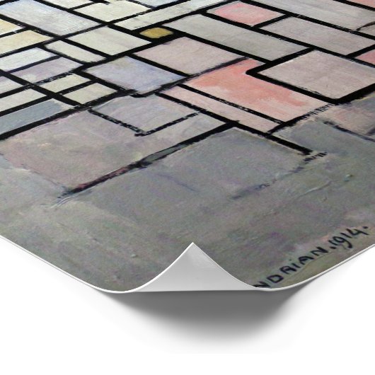Samenstelling Roze en grijs, Mondriaan Poster (Hoek)