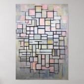 Samenstelling Roze en grijs, Mondriaan Poster (Voorkant)