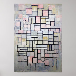 Samenstelling Roze en grijs, Mondriaan Poster