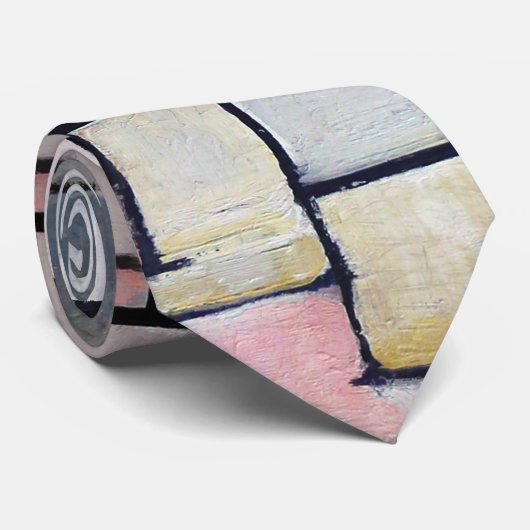 Samenstelling Roze en grijs, Mondriaan Stropdas (Opgerold)