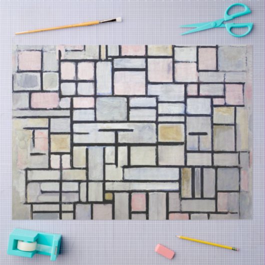 Samenstelling Roze en grijs, Mondriaan Tissuepapier (Craft)