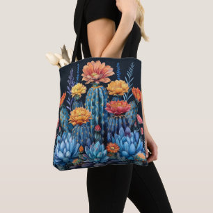 Samenstelling van bloeiende cactussen, vetplanten tote bag