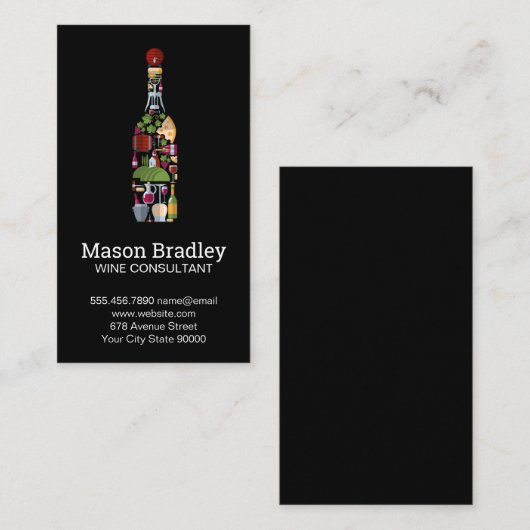 samenstelling van de wijnfles visitekaartje (Voorkant / Achterkant)