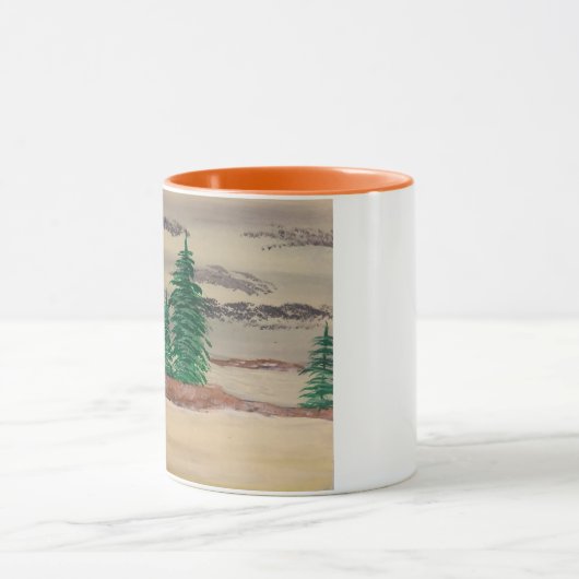 Samenstelling van grijs, gele glanzen en browns mok (Midden)