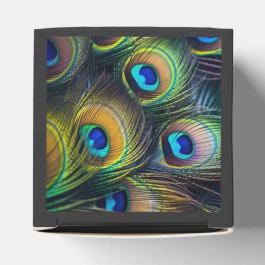 Samenstelling van heldere pauwenveren bedankdoosjes (Bovenkant)