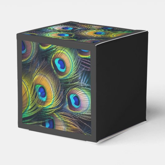 Samenstelling van heldere pauwenveren bedankdoosjes (Achterkant)